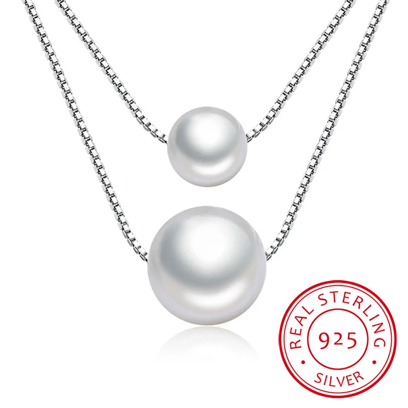 

Hot Sale Popular 925 Sterling Silver Jewelry Fashion Pearl Love Double-layer Integration Female Personality Necklace H237