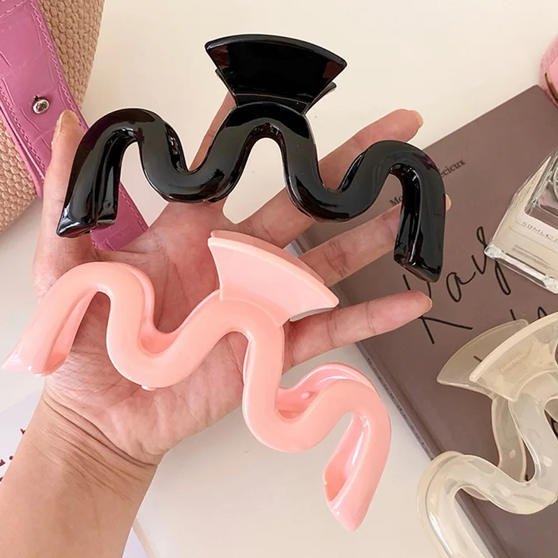 

Sweet M Design Korean Woman Extra Large Jelly Color Hair Claw Wave Barrettes Girl Fashion Hair Clips Headwear Hair Accessories