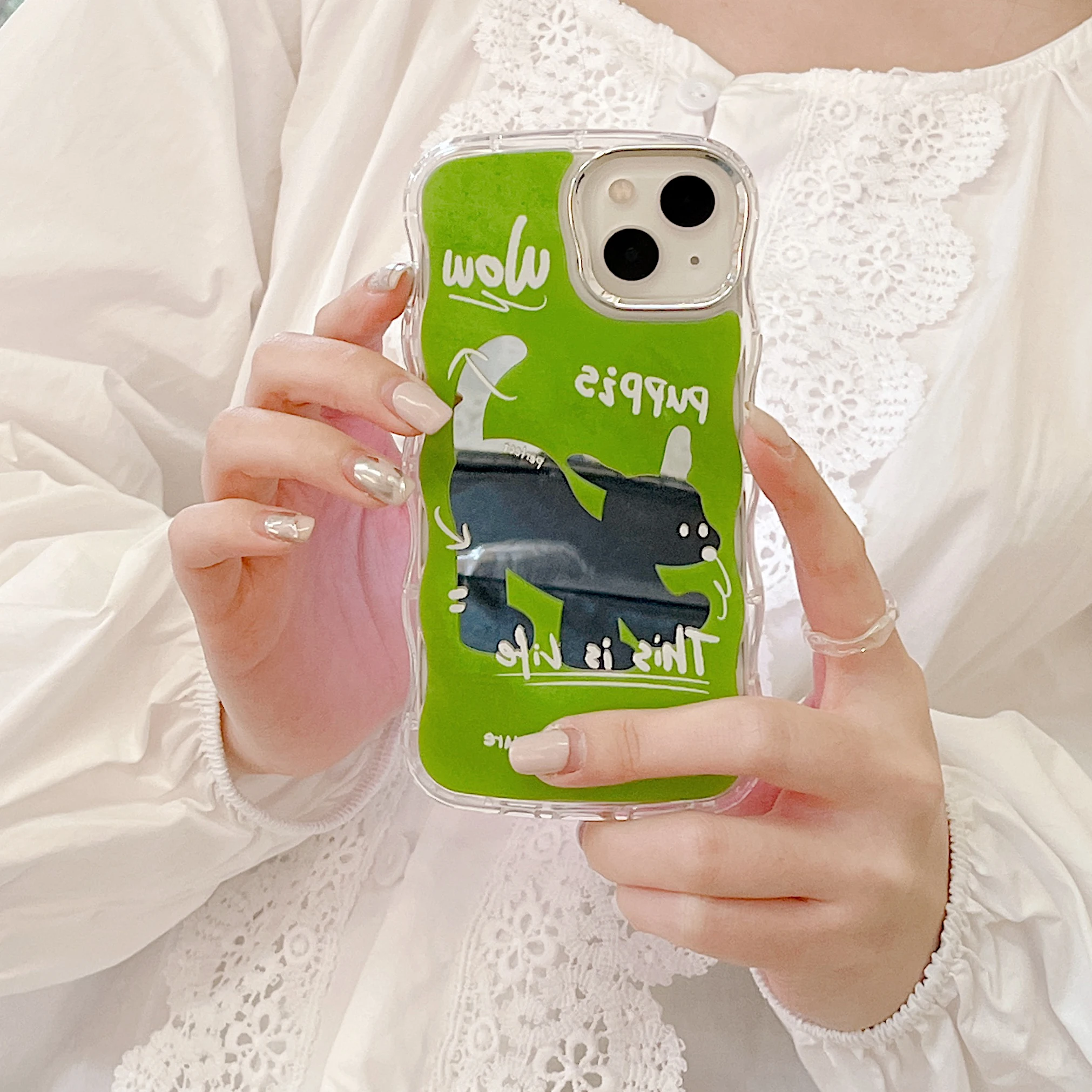 

Cartoon Puppy Mirror Case for IPhone 14 13 12 11 Pro Max Protection Shockproof Anti-Scratch Fashion Cute Cover Korea INS