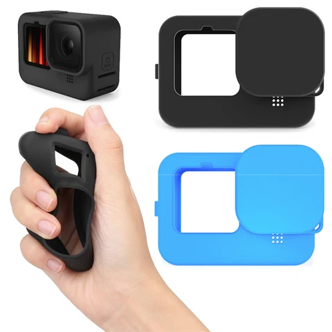 Синий силиконовый чехол для GoPro Hero 12 11 10 9, черная крышка аккумулятора, крышка объектива и комплект аксессуаров Lanyard