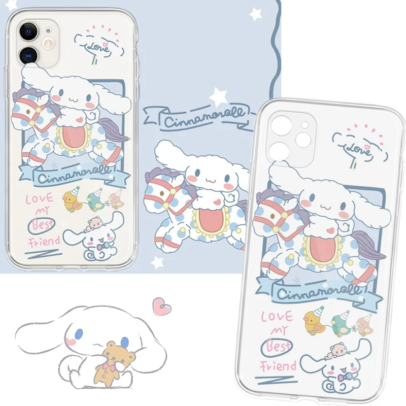 

Anime Kawaii Cinnamorol Horse Riding Transparent Anti-Fall Soft Shell Phone Case Iphone 13 1211Promax Cartoon Sanrio Shell