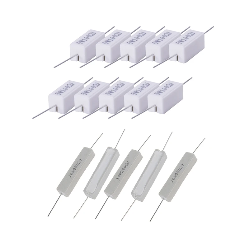 

15 шт. 5% Вт осевые керамические цементные резисторы ом 5 Вт и Ом 10 Вт