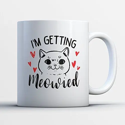 

Engagement Coffee Mug - Getting Meowied Engagement Funny Black White Tea C
