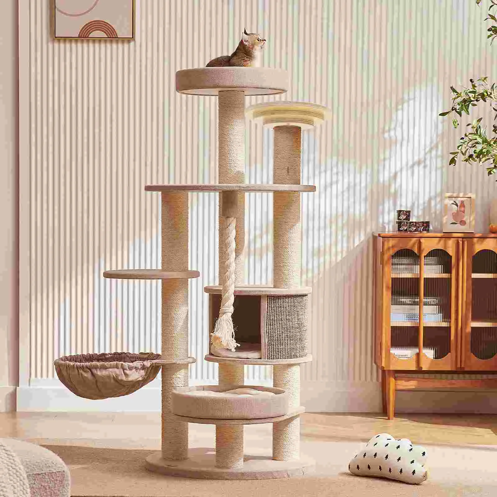 

Cat Scratching Platform Post Wooden Shelf Board Scratcher Round Discscratch Tree Small Pad Accessories Diy Step Accessory