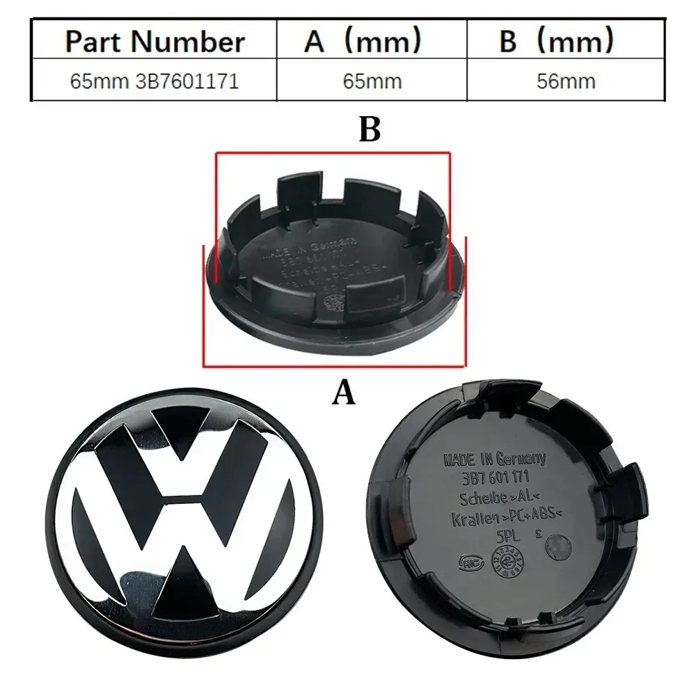 Фото Колпаки ступицы колеса VW, 4 шт., 55 мм, 60 мм, 56 мм, 65 мм, 70 мм, для Volkswagen Rline R, Golf, Passat, Polo, Arteon, Jetta №5