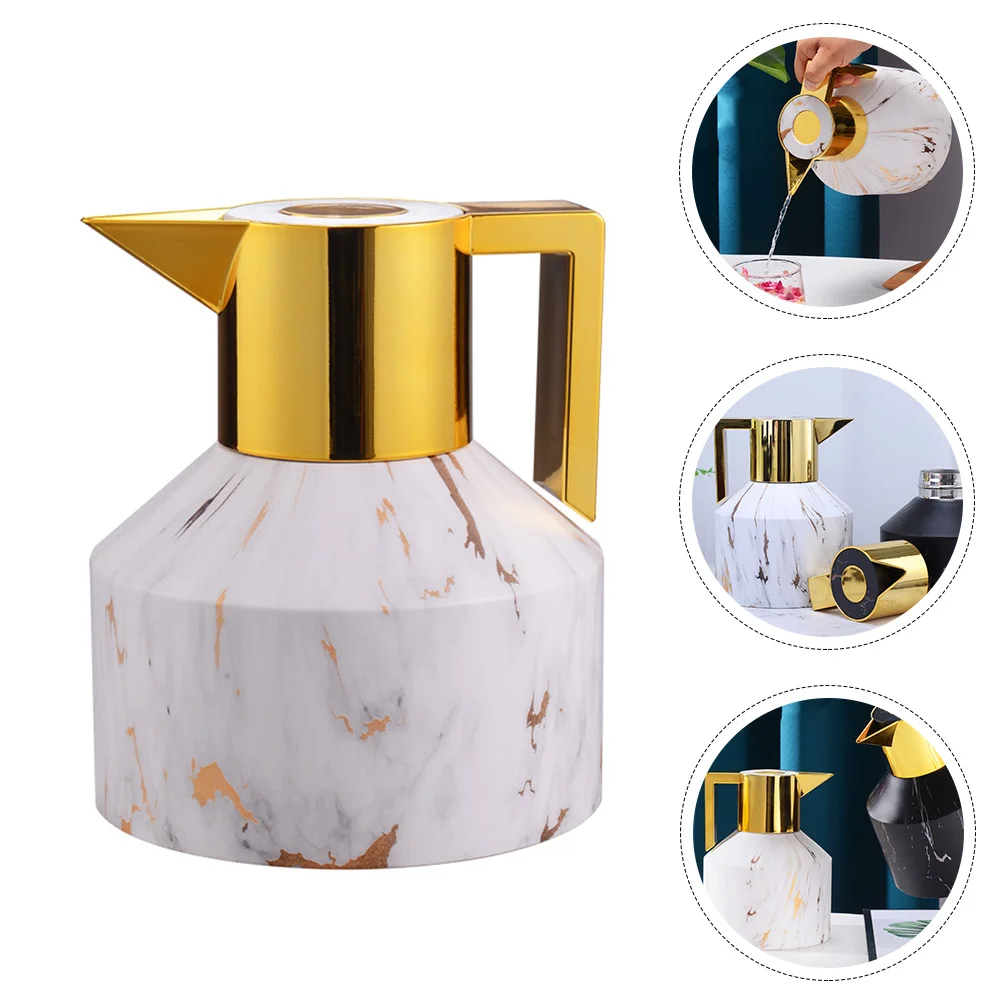 

Water Jug Insulated Lemonade Pitcher Coffee Stainless Steel Pot Glass Lid Vacuum Carafe Container