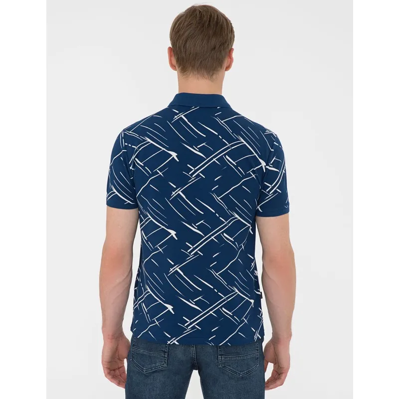 

Navy blue Slim Fit Polo Neck T-Shirt 50242147-Vr033 Summer T-Shirt Anime Manga Large Size T Shirt