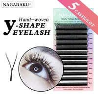nagaraku 5 cases yy shape eyelash extensions hand woven premium mink soft light natural makeup mesh net cross false eyelash