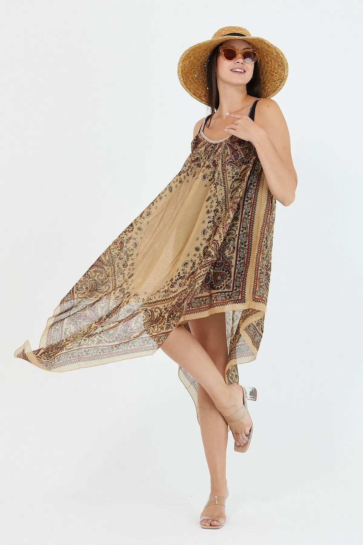 

Women's Pareo Beach Dress Swimwear Cover Up Dress Sexy Tunic Suit Beachwear Female Beach Bikini Cover Loose Mini Dress