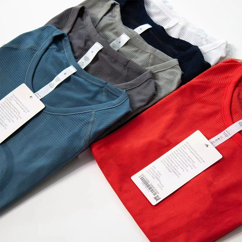 Lulu 2.0 Women Yoga T-shirt Short Sleeve Sport Top Elasticity Crew Neck Quick Dry Breathable Gym Fitness Workout Running Shirt