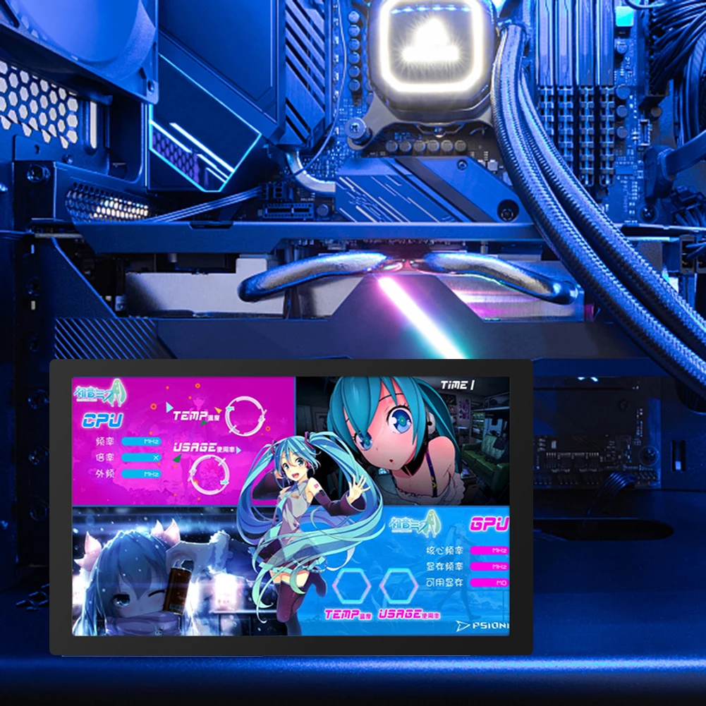 

5 Inch IPS Monitor Display Aluminum Alloy USB HDD Monitor Dislay CPU GPU RAM HDD Secondary Screen 360 Degree Rotation for AIDA64