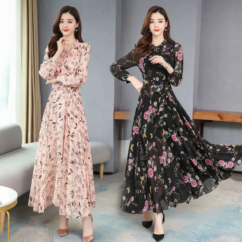 

Женское шифоновое платье с рукавами-фонариками и V-образным вырезом