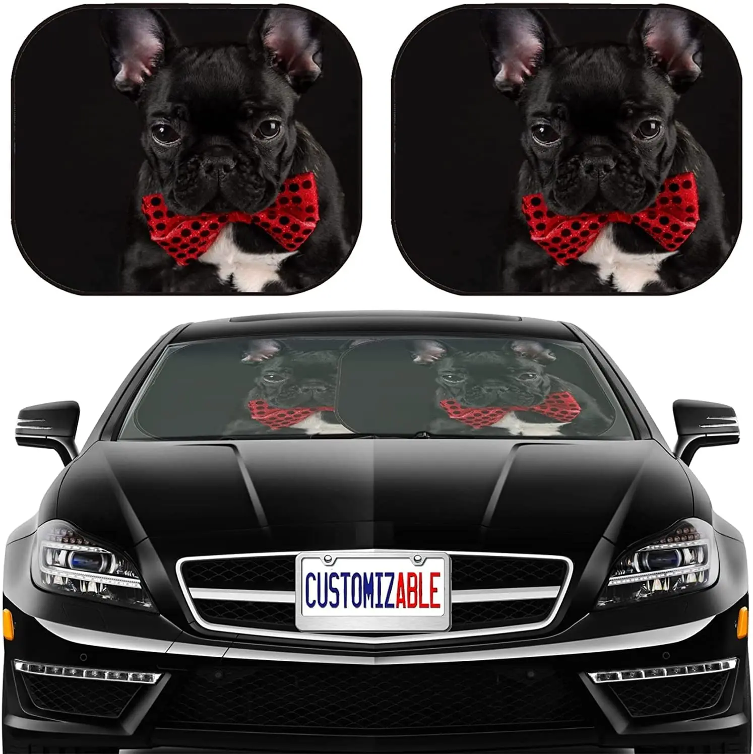 

Car Sun Shade Windshield Sunshade Universal Fit 2 Pack, Block Sun Glare, UV and Heat, Protect Car Interior,