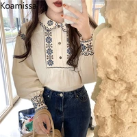 koamissa women retro chic korean blouse long sleeves fashion spring autumn 2022 shirt dropshipping outwear tops flower blusas
