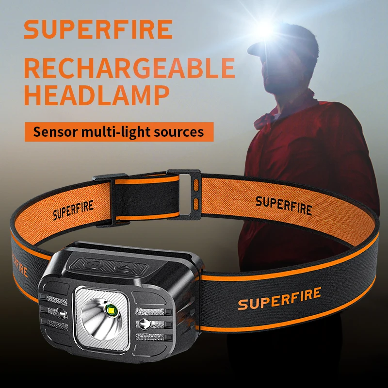 Регулируемый налобный фонарь Supfire 2022 HL75-X USB для спорта на открытом воздухе