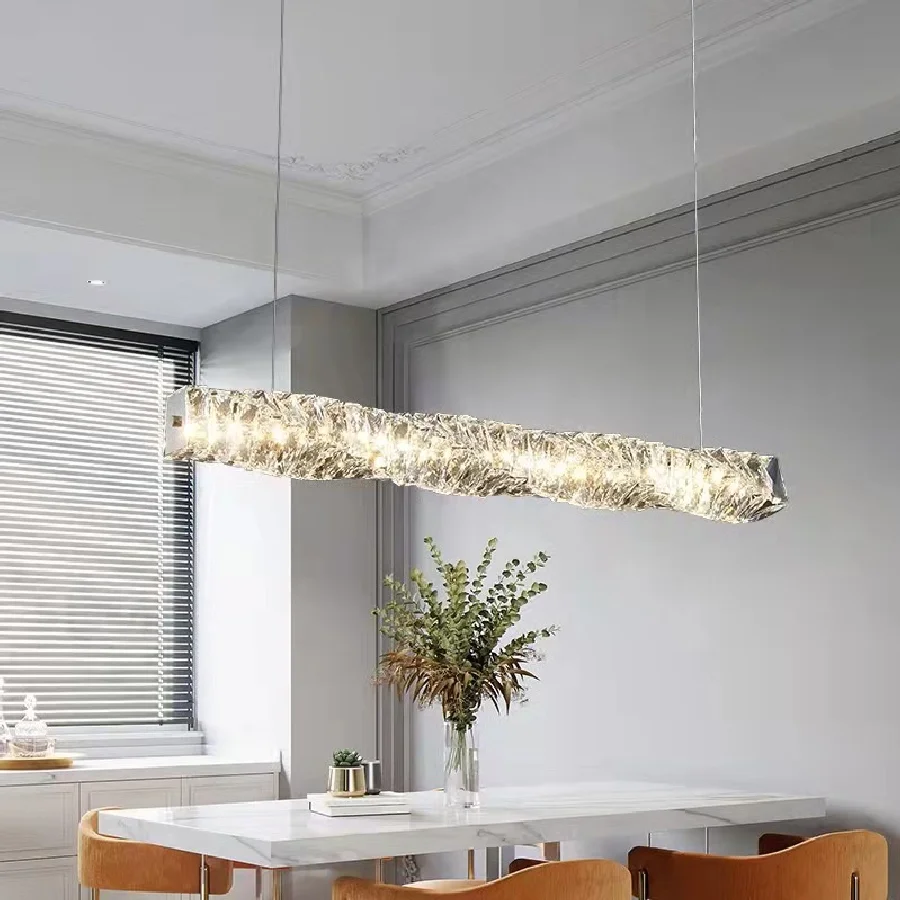 

Nordic Crystal Pendant Lights for Dining Room Table Wall Lamp Long Crystal Chandelier Hanging Lamp Lighting for Living Room