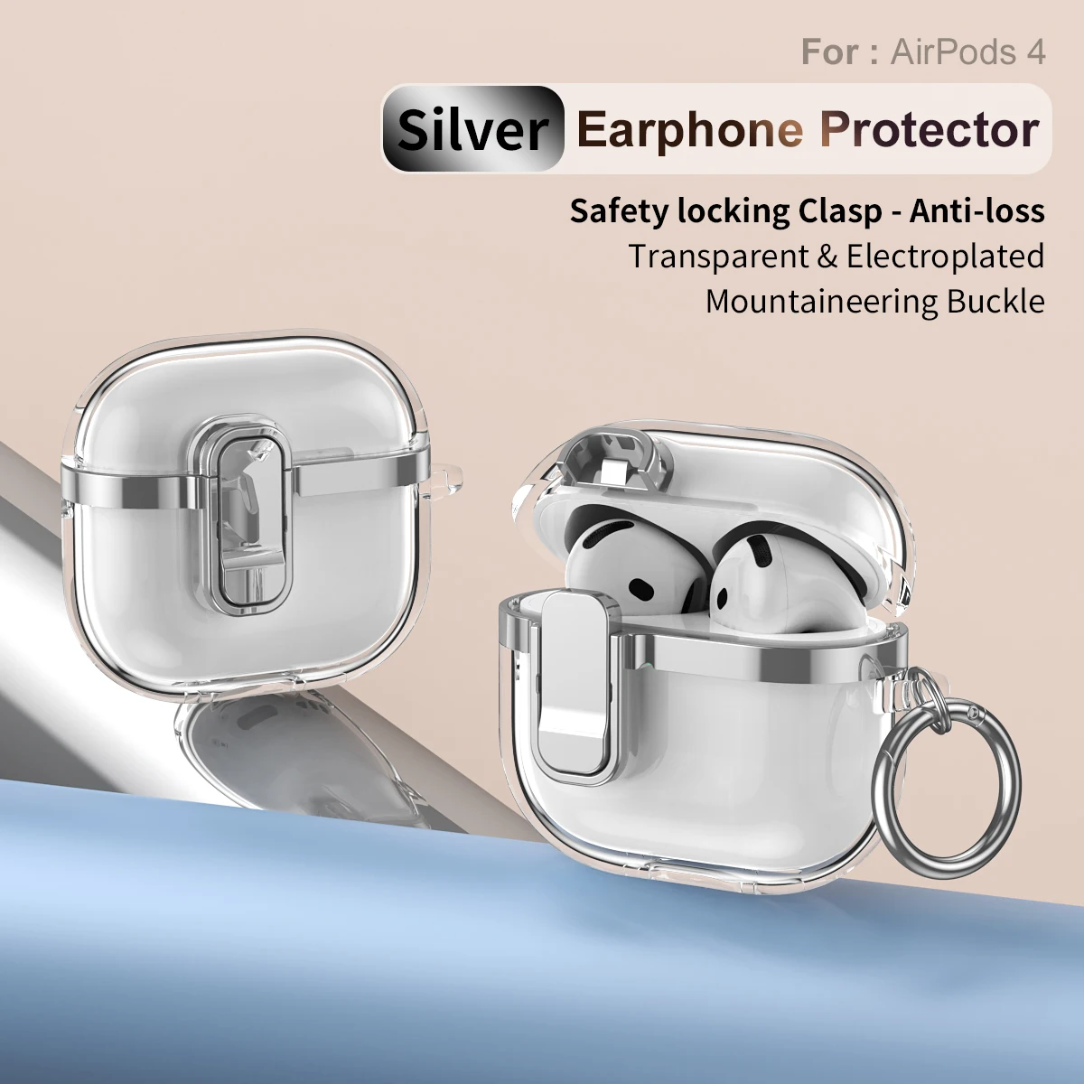 Чехол для AirPods 4 Fancan серебристый силиконовый