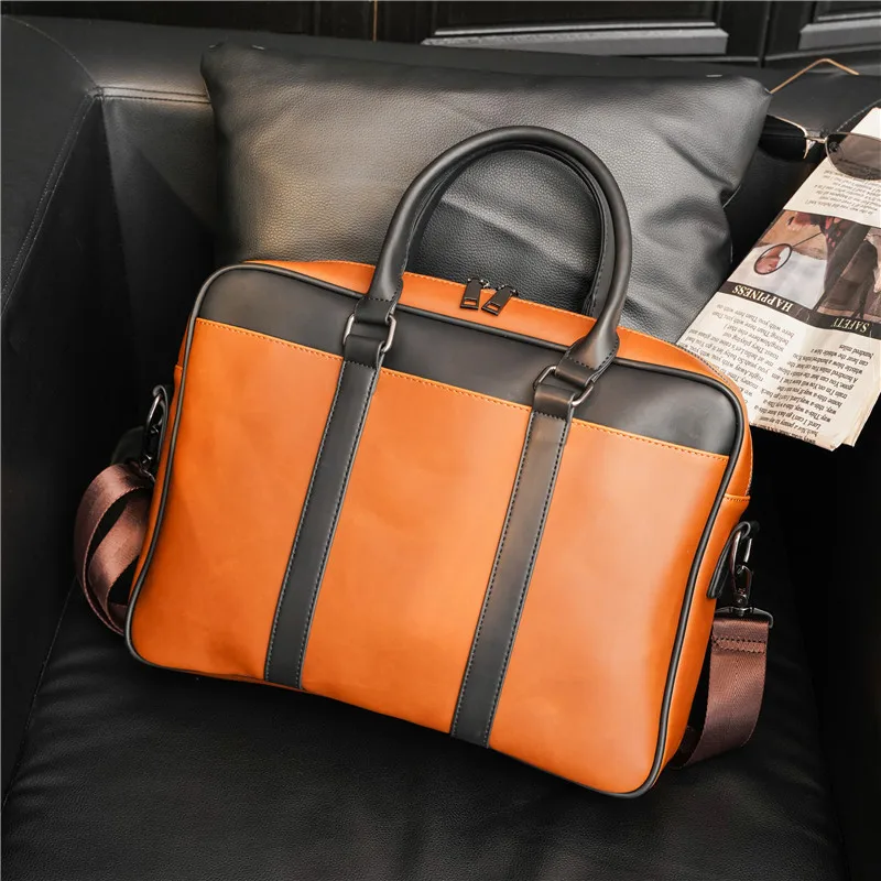 

Vintage Crazy Horse Leather Handmade Men's Handbag Horizontal Business Briefcase Travel Computer File Bag Oblique Straddle Bag