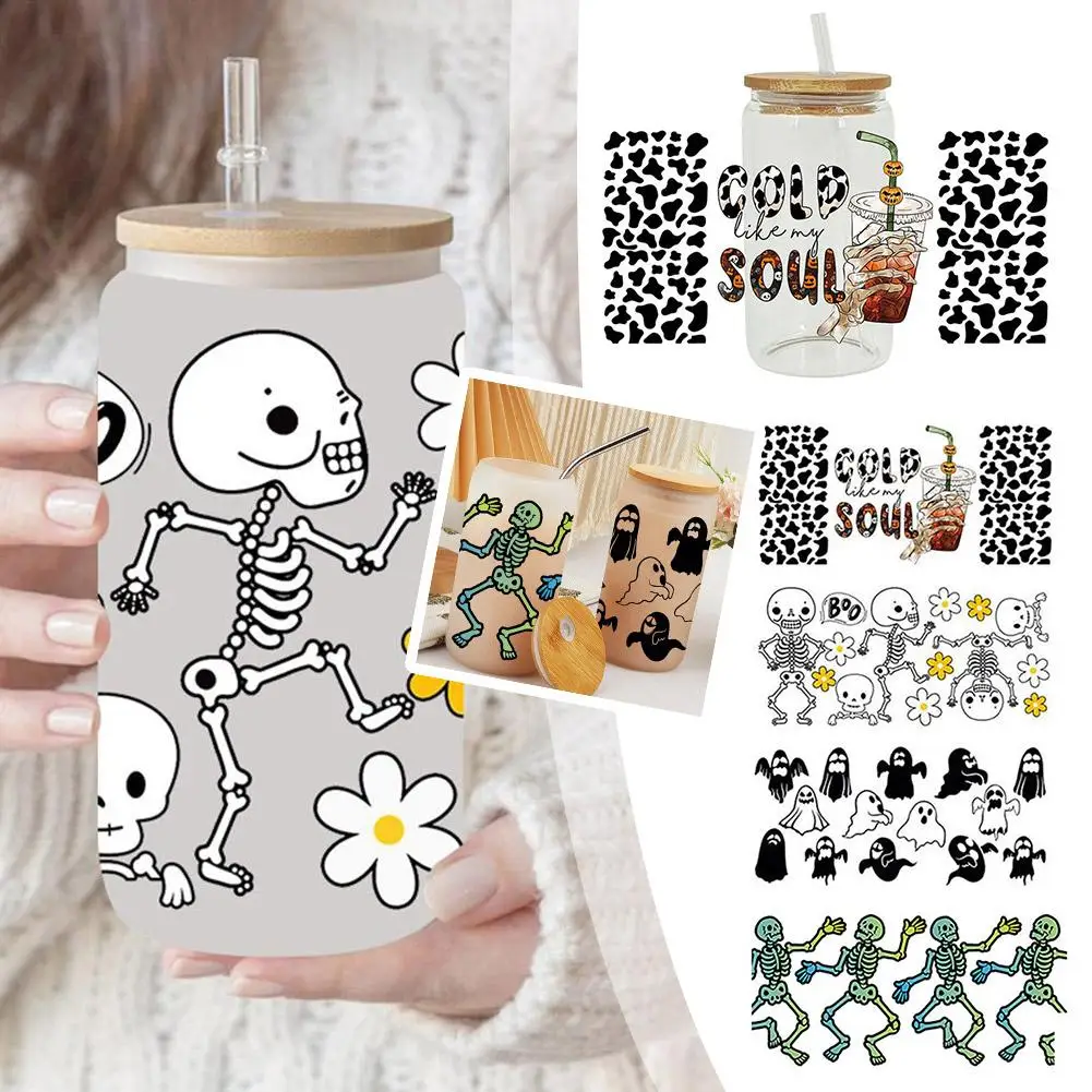 

Halloween 3D Transfer Sticker UV DTF Stickers Labels Cups Decoration Laptop Halloween Durable Waterproof Ghost Luggage Skel T8J9