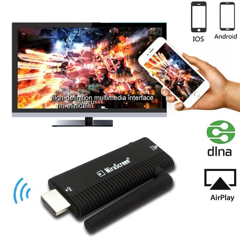 

MiraScreen 1080P HD TV Stick беспроводной WiFi Дисплей TV Dongle приемник Airplay медиа-стример адаптер для iOS Android телефона к телевизору