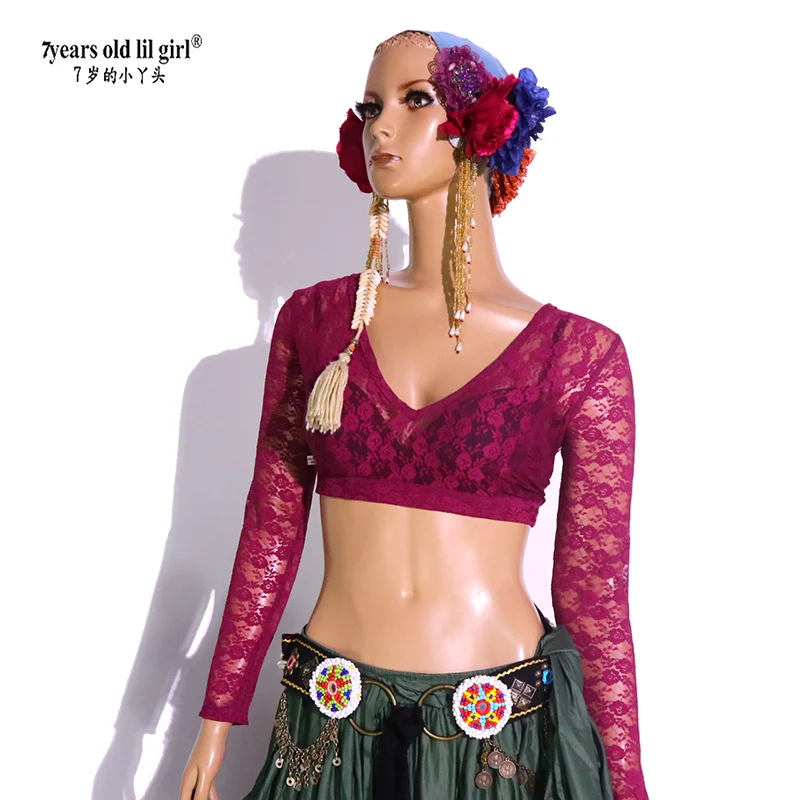 Длинный кружевной топ для танца живота DQ24, DP41