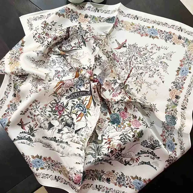 

26" Square 100% Silk Scarf Neckerchief Classic Print Women Ladies Fashion Necktie Head Hair Scarves