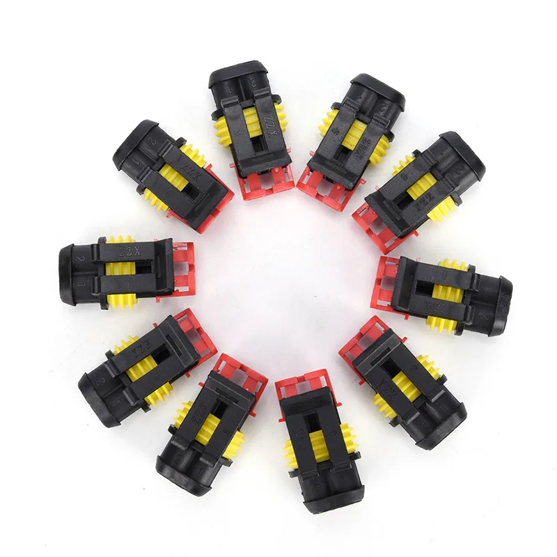 

10 Kits/lot 2 Pin Way Sealed Waterproof Electrical Wire Connector Plug Car Auto Sets SHIDWJ 85g