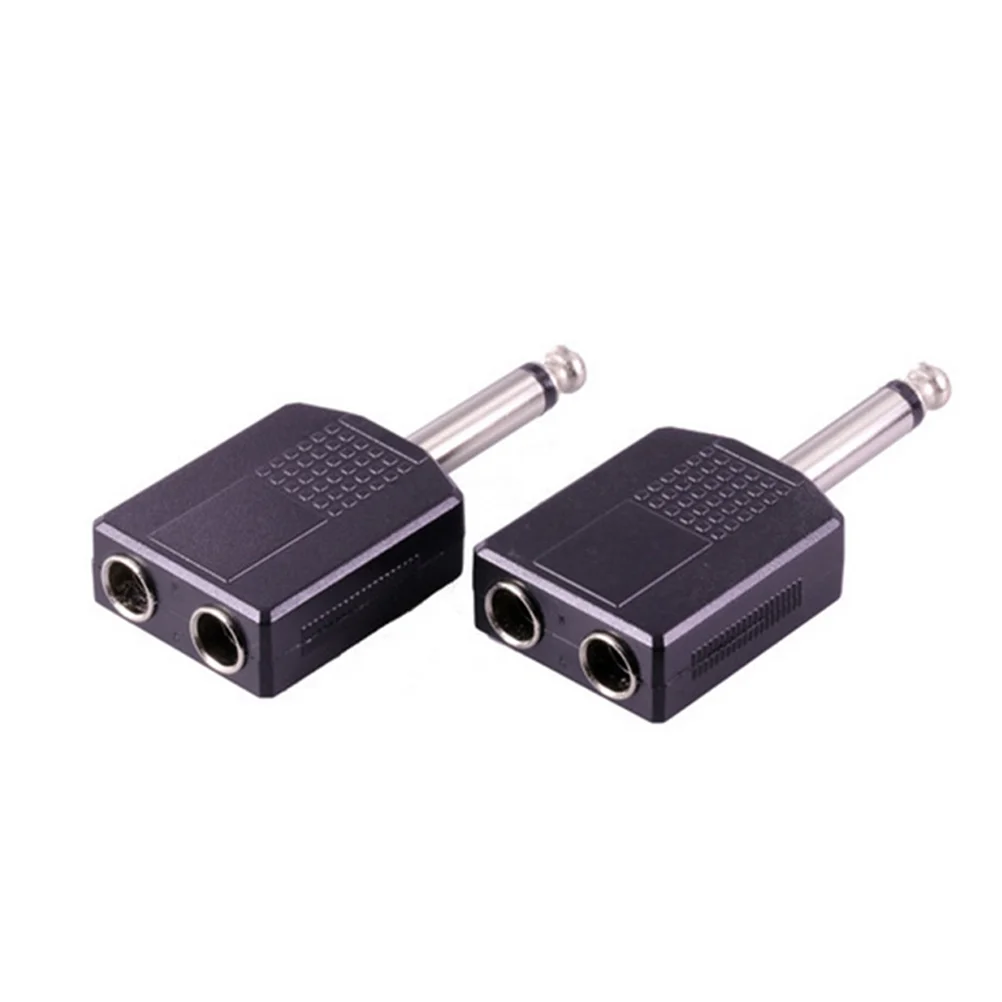 

2 Pcs Connector Headphone Splitter Audio Converter Male Female 635mm Double Mono Adapter