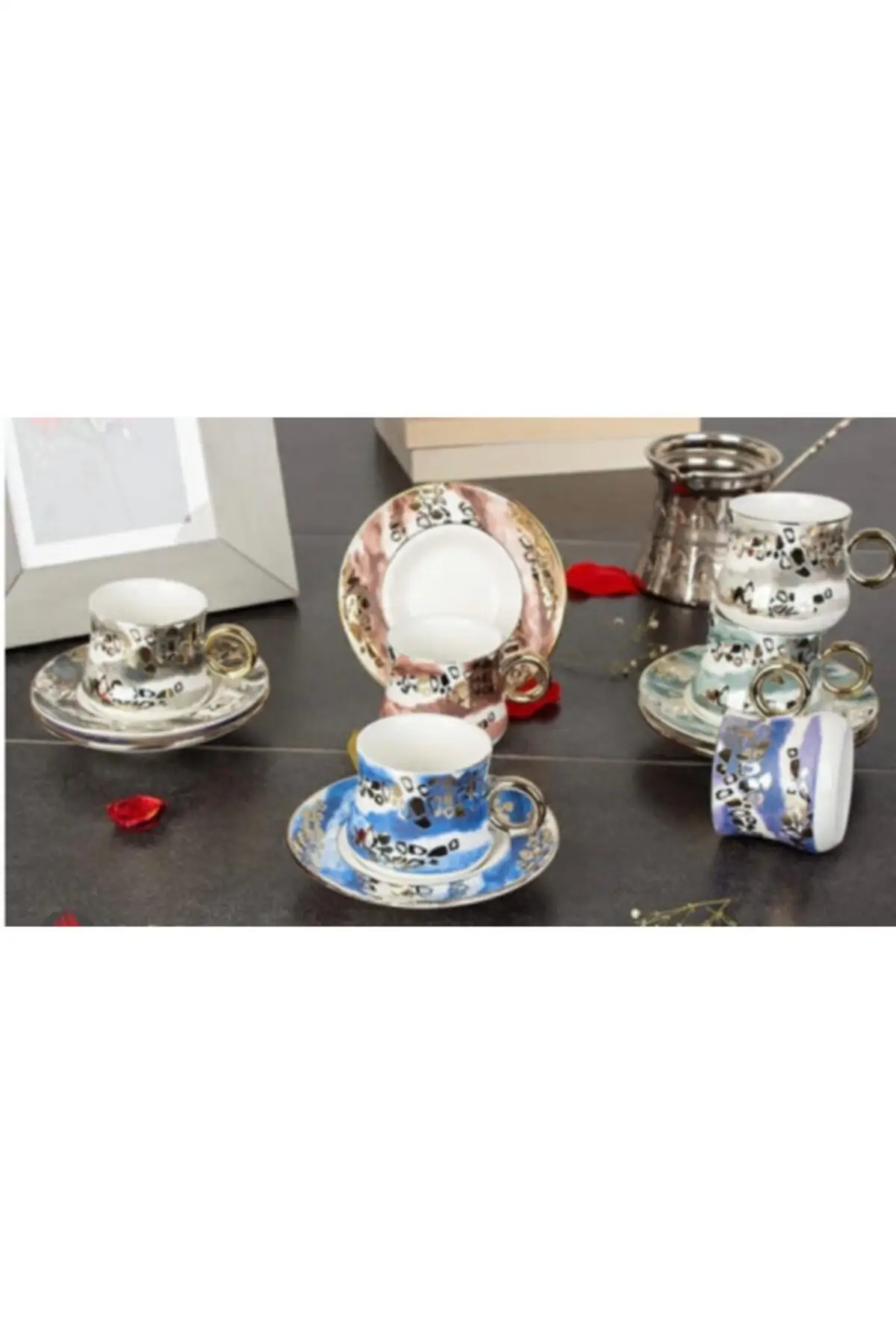 

Amazing Turkish Greek Arabic Coffee & Espresso Cup Set 6 color cup Set
