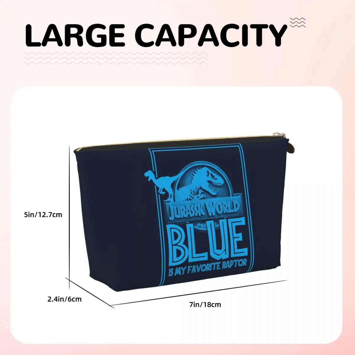 Фото Мир Юрского периода Blue Is My Favorite Raptor Женская косметичка Дорожный органайзер для макияжа Сумка для хранения туалетных принадлежностей Dopp Kit Box №2