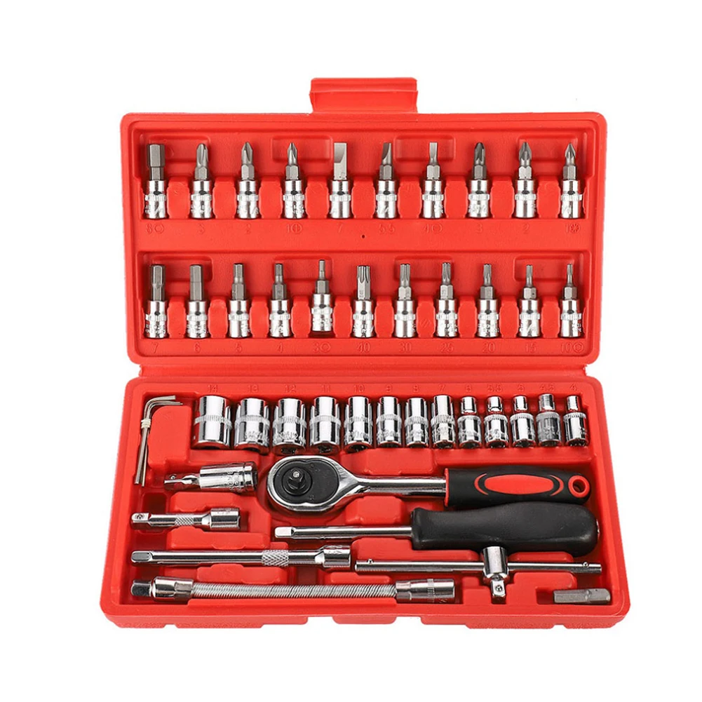 

46Pcs Wrench Hand Tool Set Car Repair Tool Kit Set Home Mechanical Tools Ratchet Torque Wrench Socket Garage Tools Box 4-14mm