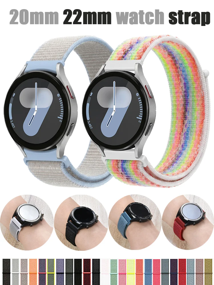 Фото Ремешок для часов 20 мм/22 мм для Samsung Galaxy Watch 7/FE/6/6classic/5/4/active 2/3/Gear S3 Frontier, нейлоновый ремешок для Huawei GT6-5-4-3pro №1