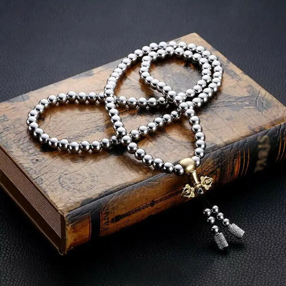 

Outdoor Self-defense Hand Bracelet Necklace Steel 118 Buddha Beads Metal Chain Accessories Self Protection Survival Tools