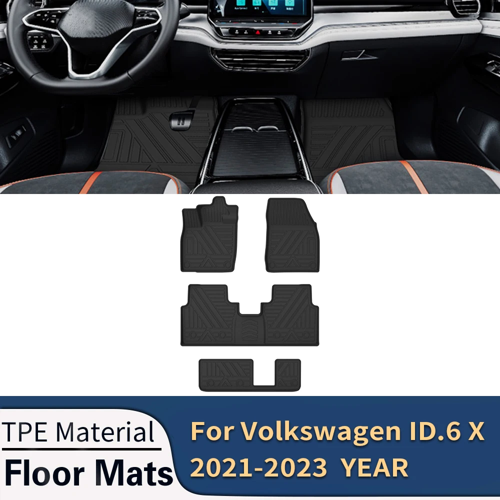 

Автомобильные коврики для Volkswagen ID.6 X 2021-2023, всесезонные коврики из ТПЭ для ног, коврики без запаха для подноса, аксессуары для интерьера