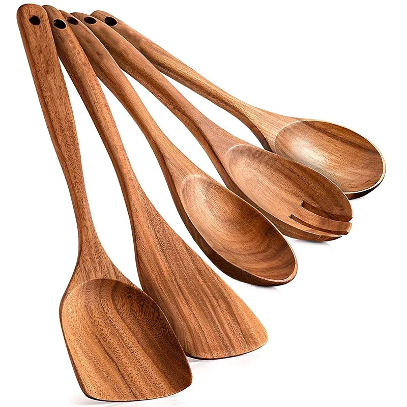 

Wooden Cooking Utensils - Wooden Spoons For Cooking, Wooden Utensils For Cooking, Wooden Kitchen Utensil Set Of 5