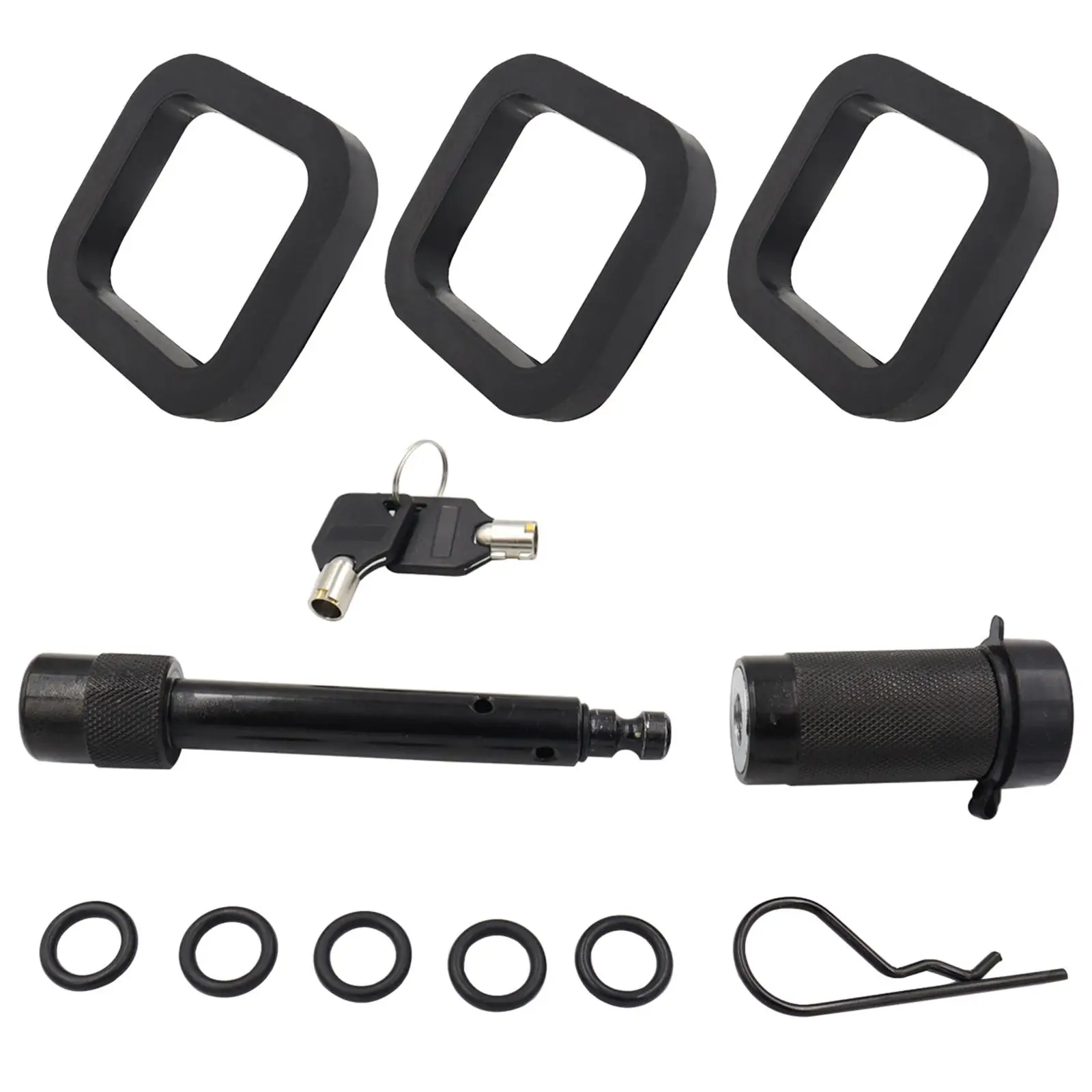 

5/8" Pin Trailer Hitch Receiver Lock Set Easily Install Universal with 5 Rubber