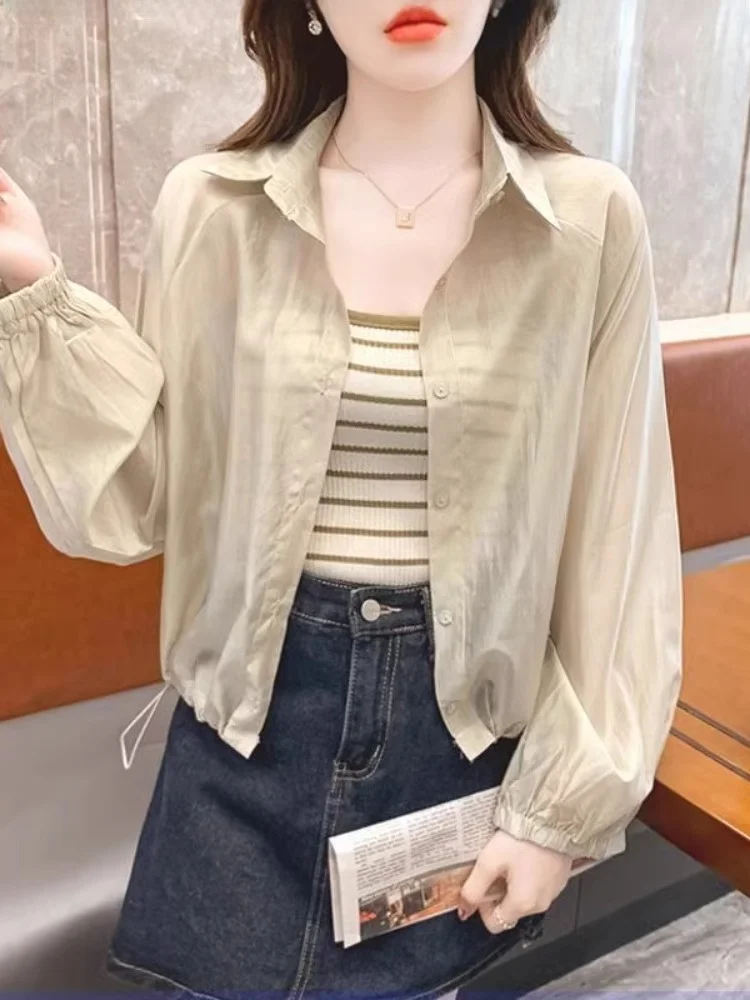 Рубашки для защиты от солнца во французском стиле верхняя одежда Женский Летний