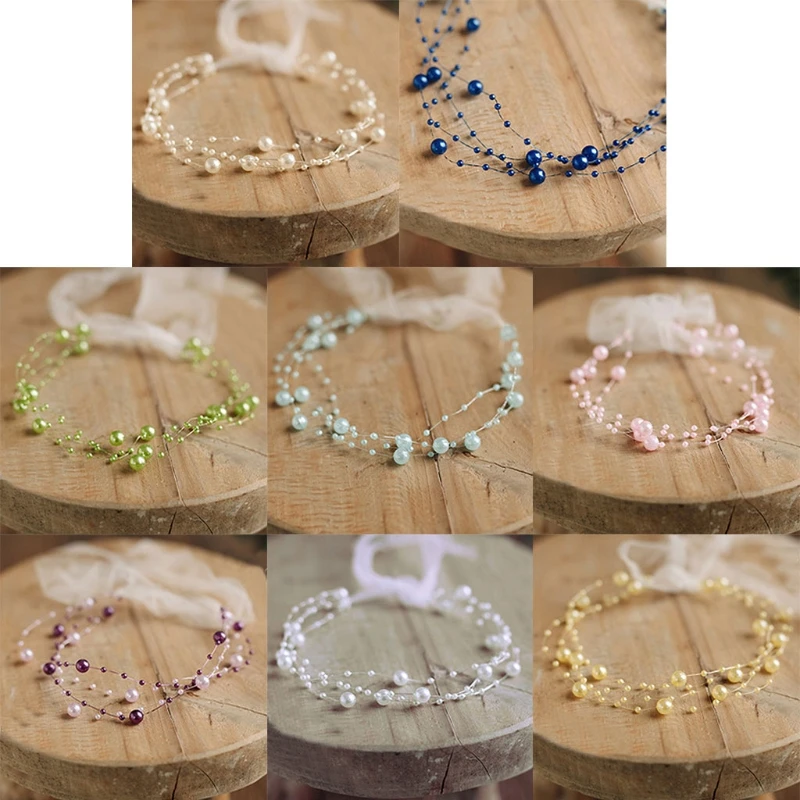 

Baby Pearl Headband Princess Headdress Posing Photo Tieback Hair Accessories N1HB