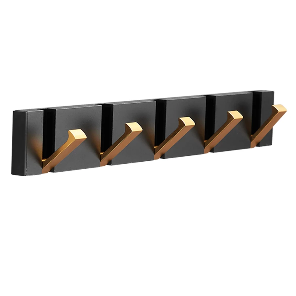 

Folding Towel Hanger 2Ways Installation Wall Hooks Coat Clothes Holder for Bathroom Kitchen Bedroom Hallway, Black Gold