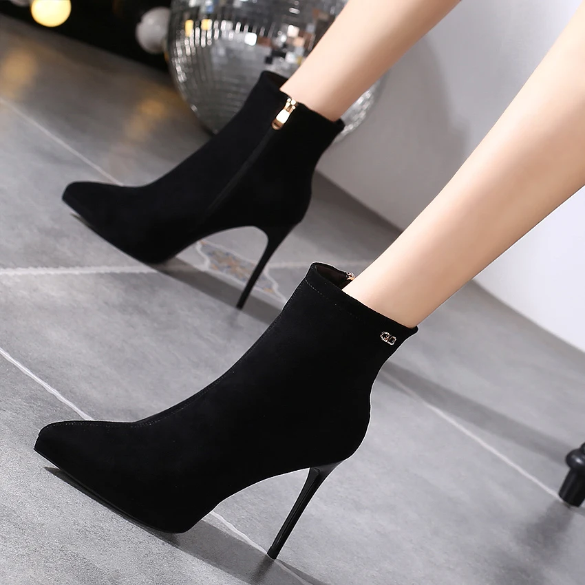 Sexy Short Boots Women Thin Heel Pumps New Pointed Toe Martins Women Winter Fashion High-heeled Shoes