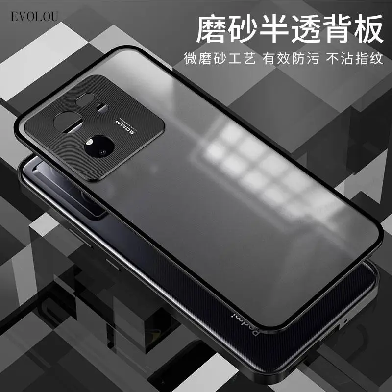 Противоударный чехол для телефона Xiaomi 13T Pro бампер с металлической рамой из