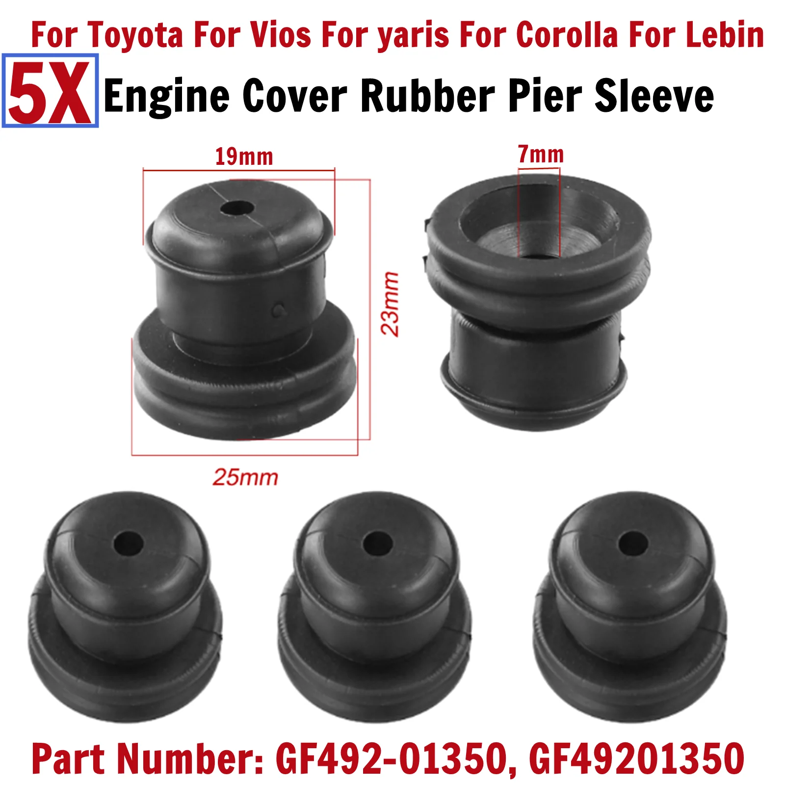 

5 шт. крышка двигателя автомобиля резиновая втулка для Toyota для Vios для Corolla для Lebin для Yaris GF492-01350, GF 49201350 Противоизносные