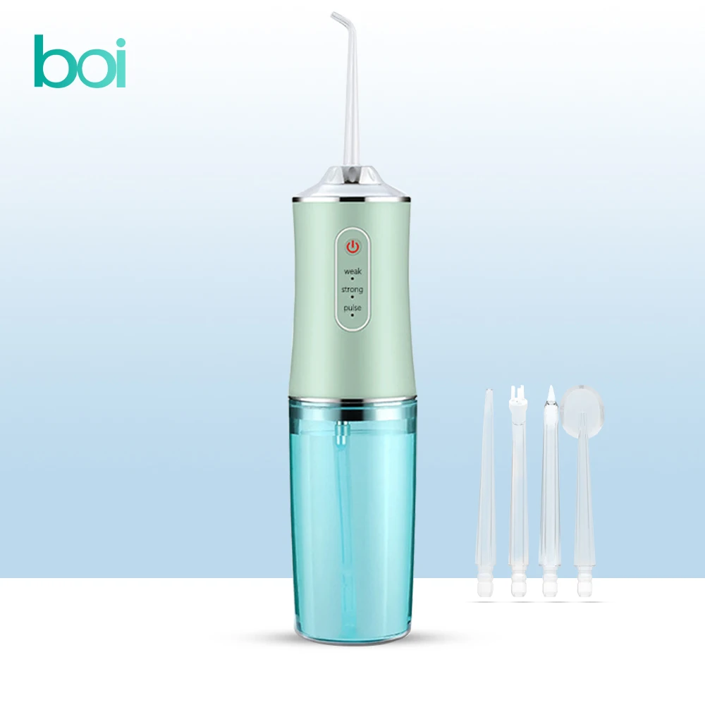Boi 240Ml Portable Oral Irrigator Water Dental Flosser Ipx7 Replaceable 4 Jet Nozzle Cleaning Tooth Cleaner Tartar Eliminator