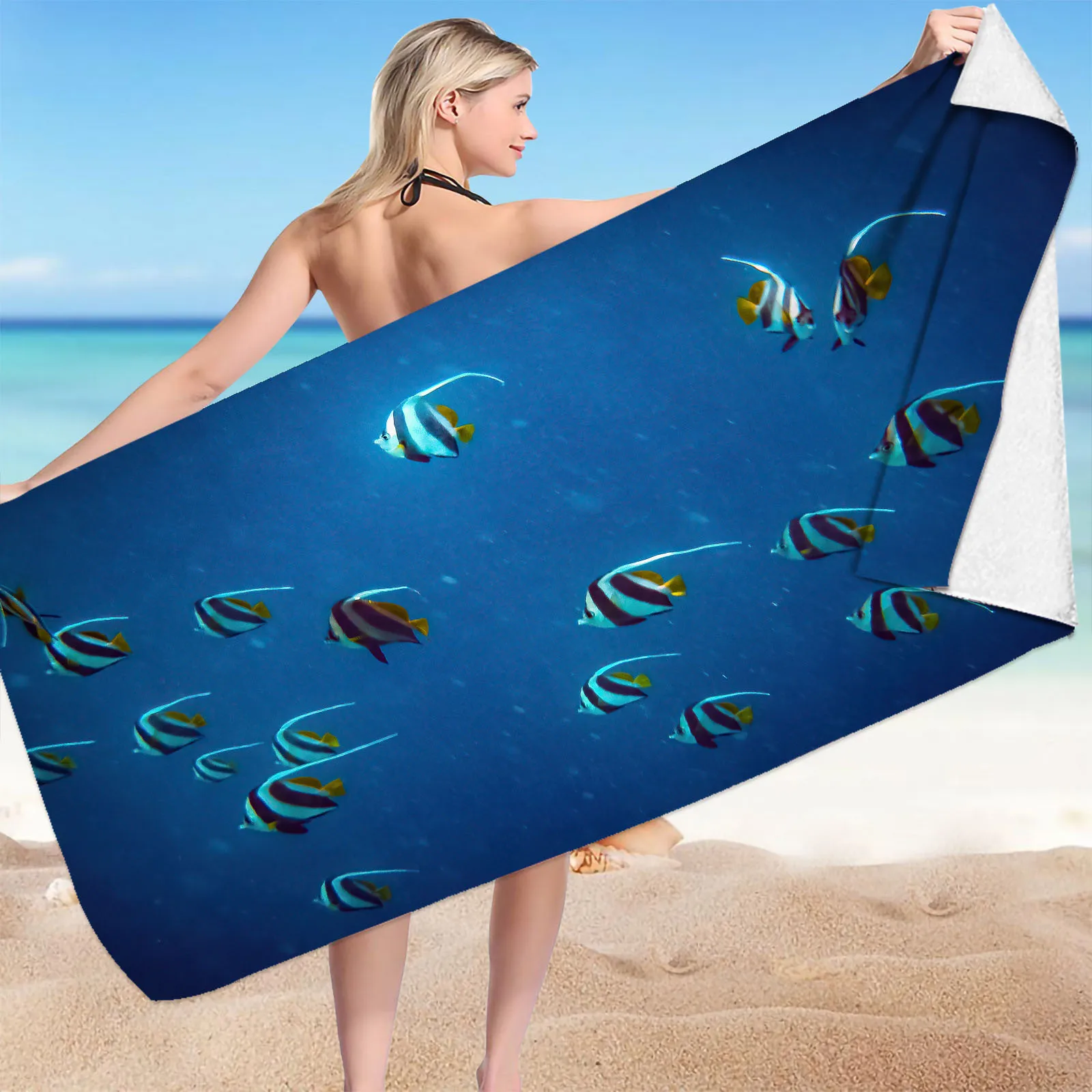 

Microfiber Beach Towels Sea Prints Cover-Ups For Swimwear Bath Towels Sandproof Beach Blankets Travel Swimming Towels