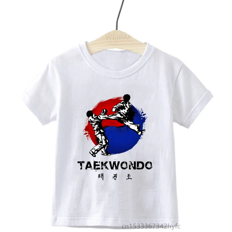 

Футболка для тхэквондо, детские новые летние футболки, мягкая дышащая футболка унисекс, повседневные футболки с коротким рукавом для мальчиков и девочек