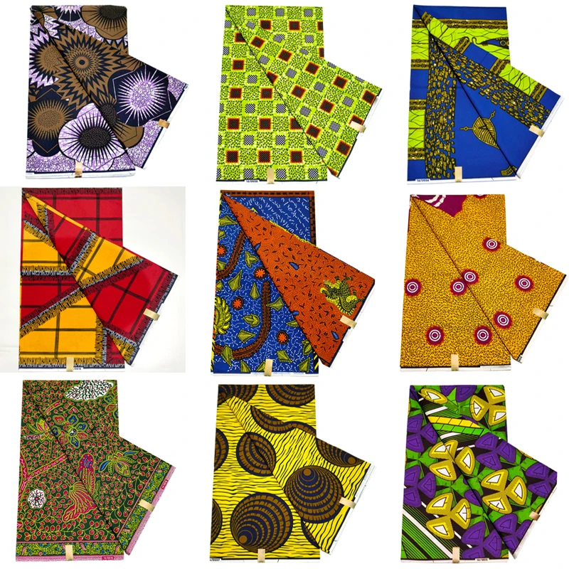 

2023 Newest High Quality African Pagne Wax Print Fabric 6 yards 100% Cotton Soft African Guaranteed Real Tissu Wax For Dresses