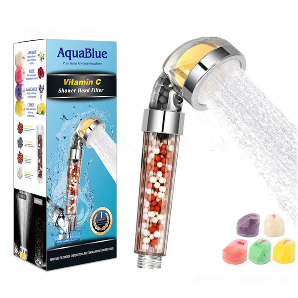 

Фильтр для воды в ванную комнату, Премиум сбережение воды под давлением, чистый лимон, ароматерапия, отрицательные ионы, насадка для душа