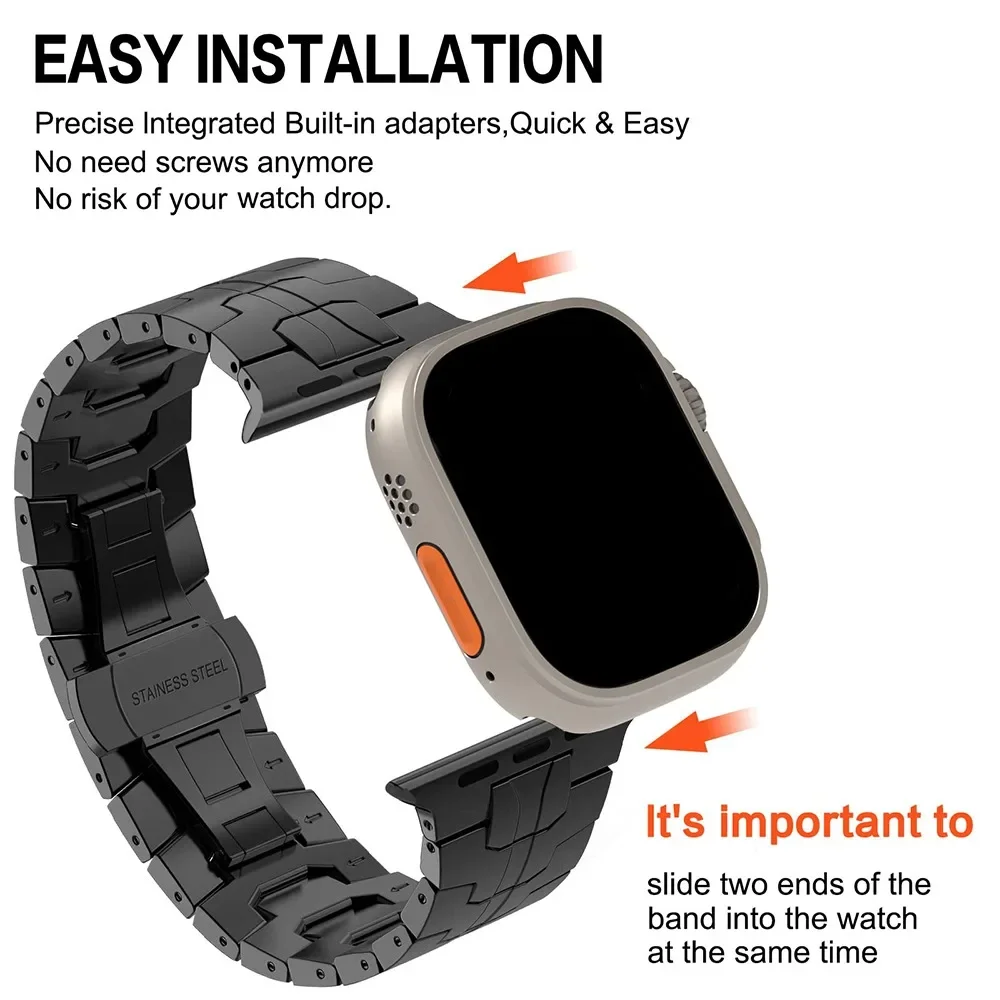Фото Ремешок из нержавеющей стали для Apple Watch Ultra 3, ремешок 49 мм, 46 мм, 44 мм, 42 мм, 41 мм, 40 мм, металлический браслет для iWatch 11 10 9 8 7 6 5 4 SE №3
