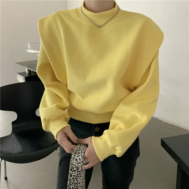 Свитшот Ezgaga женский уличный модный плотный однотонный корейский топ с круглым