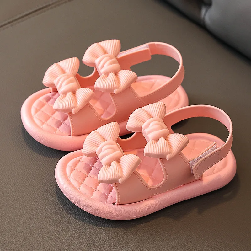 

New 2023 Bowknot Baby Sandals Summer New Soft Bottom Princess Breathable Beach Shoes Girl Shoes